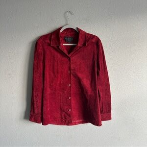 Vintage Golden Bear Leather Red Button-Up Shirt Jacket Small